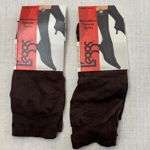 Vintage L’eggs Wear Brown Microfiber Trouser Socks 2 Pair NOS Made in USA